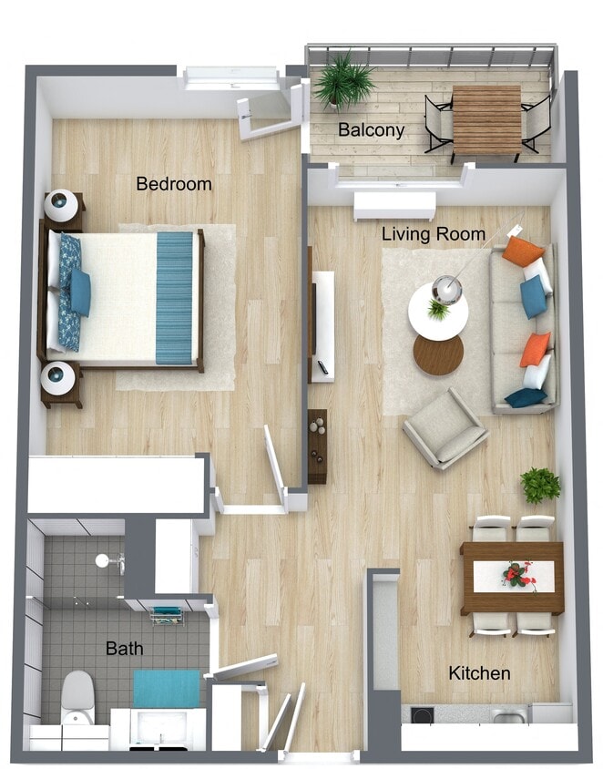 Floor Plan - Rose Garden - 1 Bedroom Deluxe