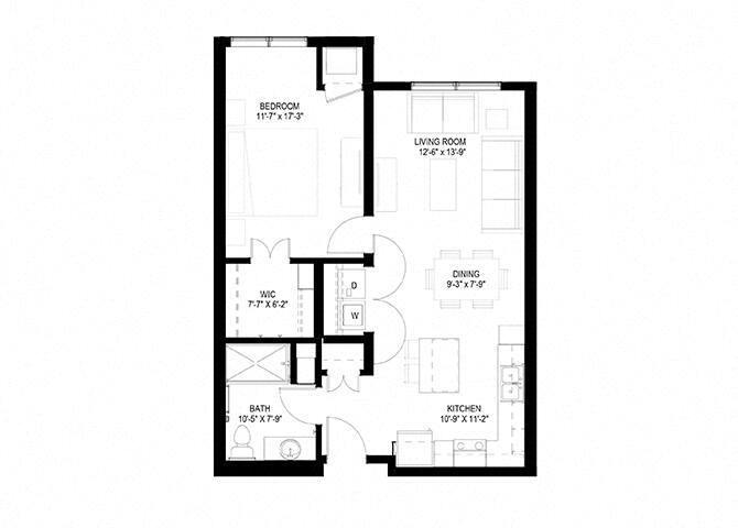 Floor Plan - One Bedroom - B