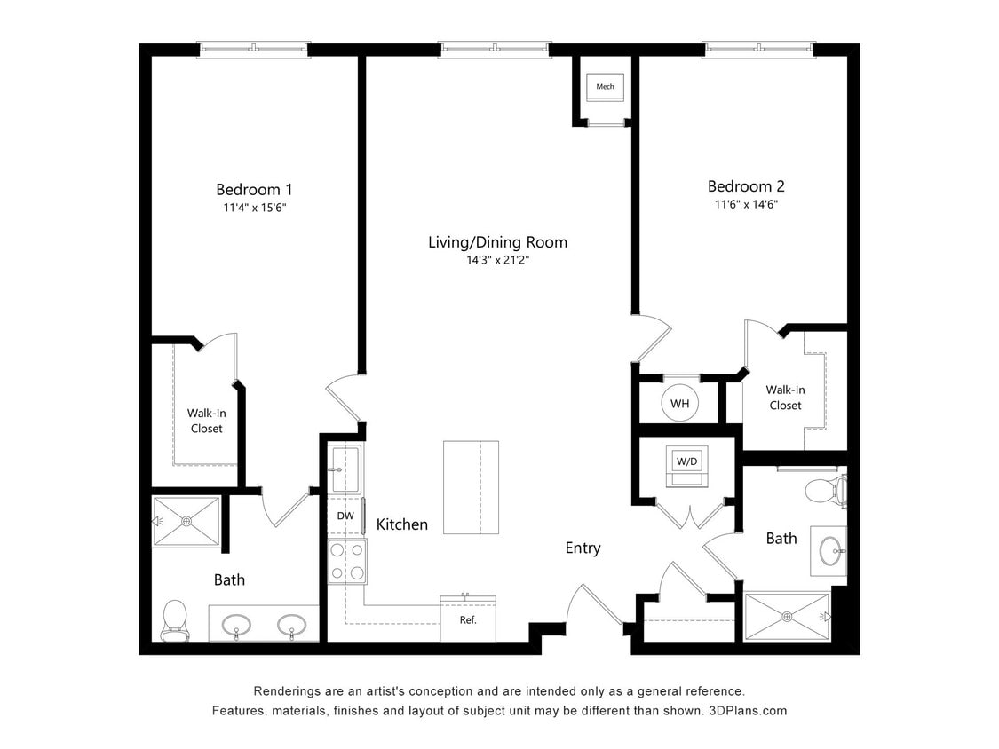 Floor Plan - B4-Two Bed,Two Bath