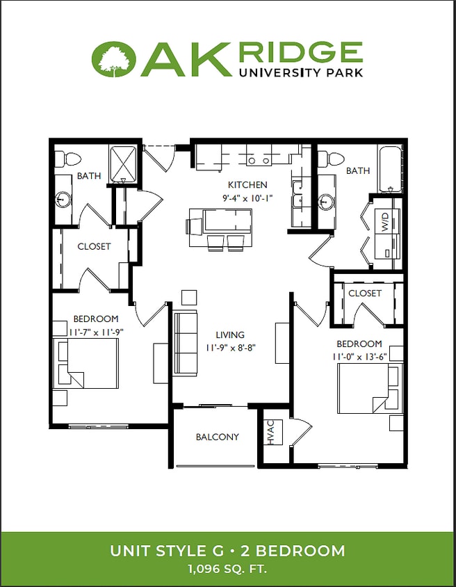 2 Bedroom, 2 Bathroom - G