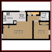 1x1 Floor Plan - 2x1