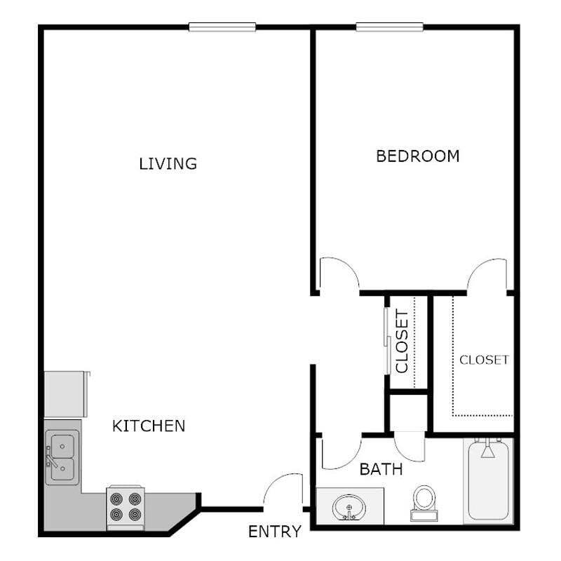 Floor Plan - 1 Bedroom 1 Bathroom