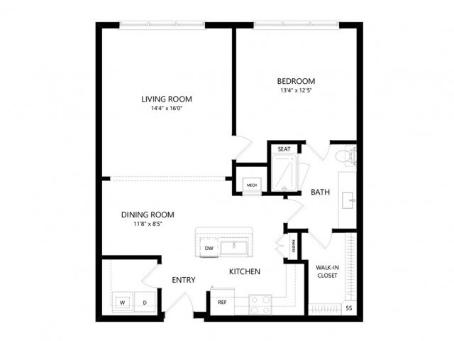 Floor plans are artist’s rendering. All dimensions are approximate. Actual product and specifications may vary in dimension or detail. Not all features are available in every apartment. Prices and availability are subject to change. - A2D