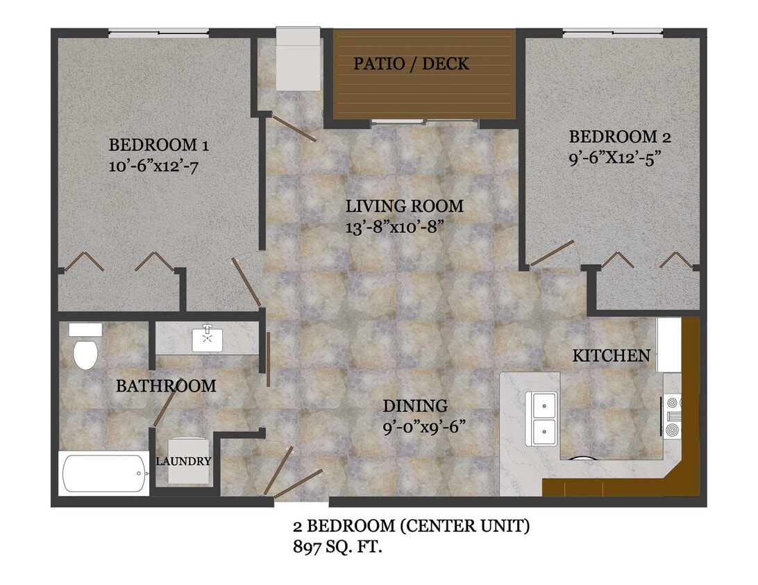 Floor Plan - 2 Bedroom inside unit 1st floor