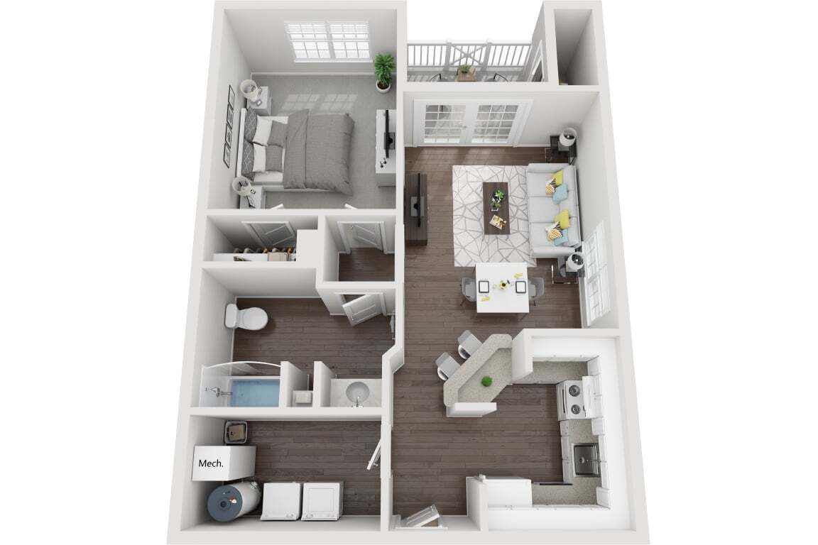 Floor Plan - The Beaufort 1 Bedroom 1 Bathroom
