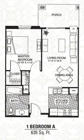 1 Bedroom 635 sf - 1BR1BA_635 sf