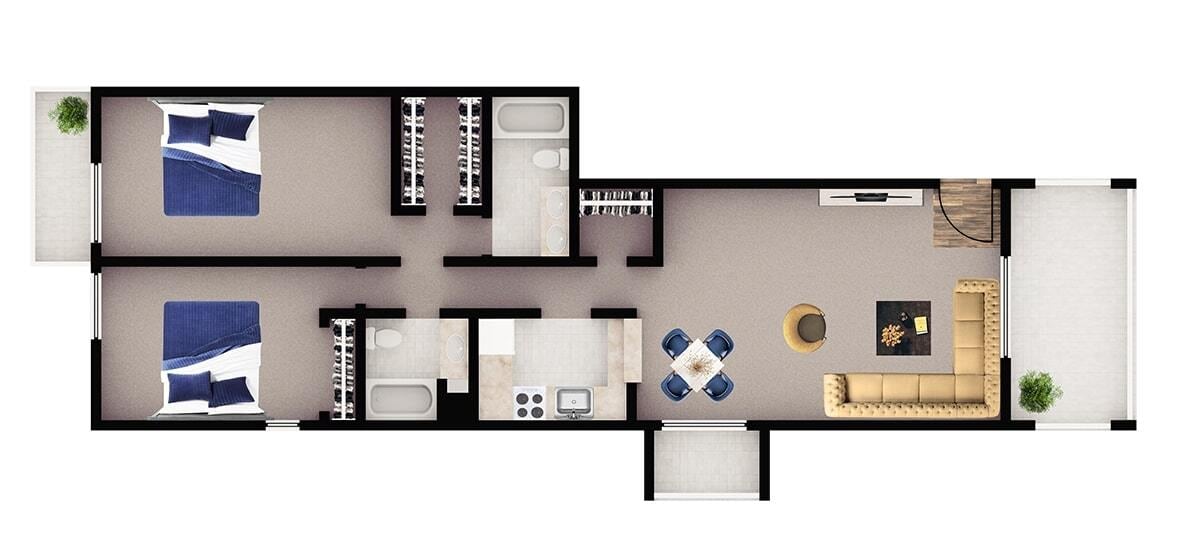 Floor Plan - 2x2 B3
