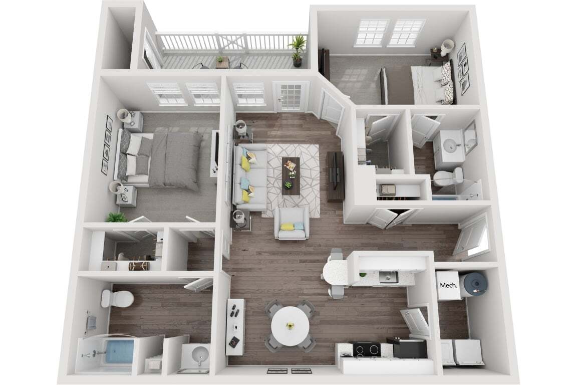 Floor Plan - The Savannah 2 Bedroom 2 Bath Renovated