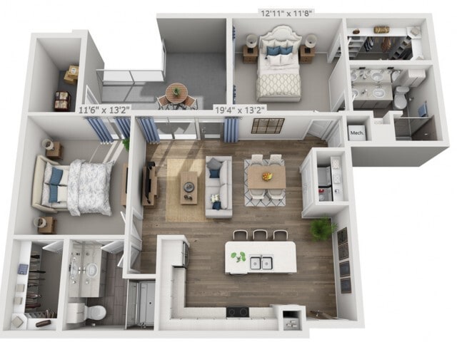 Floor plans are artist’s rendering. All dimensions are approximate. Actual product and specifications may vary in dimension or detail. Not all features are available in every apartment. Prices and availability are subject to change. - E5