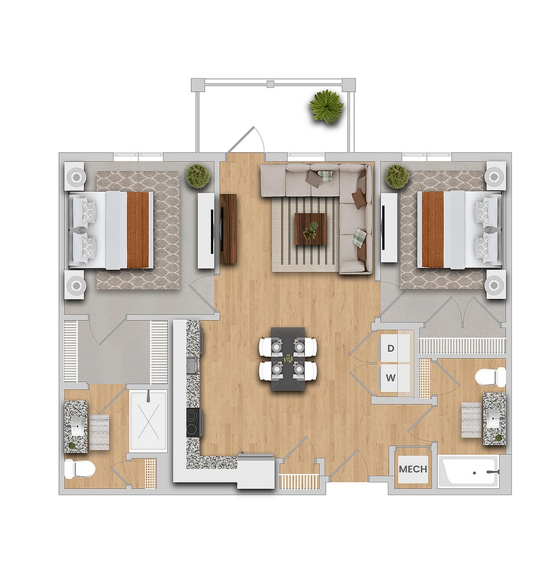 Cypress | 2x2 | 965 sf - Cypress