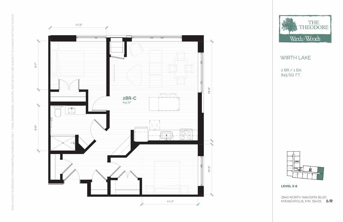 Floor Plan - 2 Bedroom (2C-50)