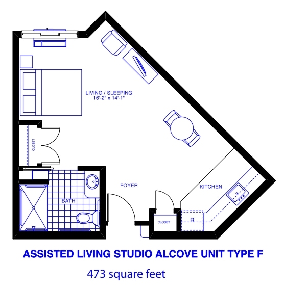 Studio Alcove Unit Type F - Studio Alcove Unit Type D