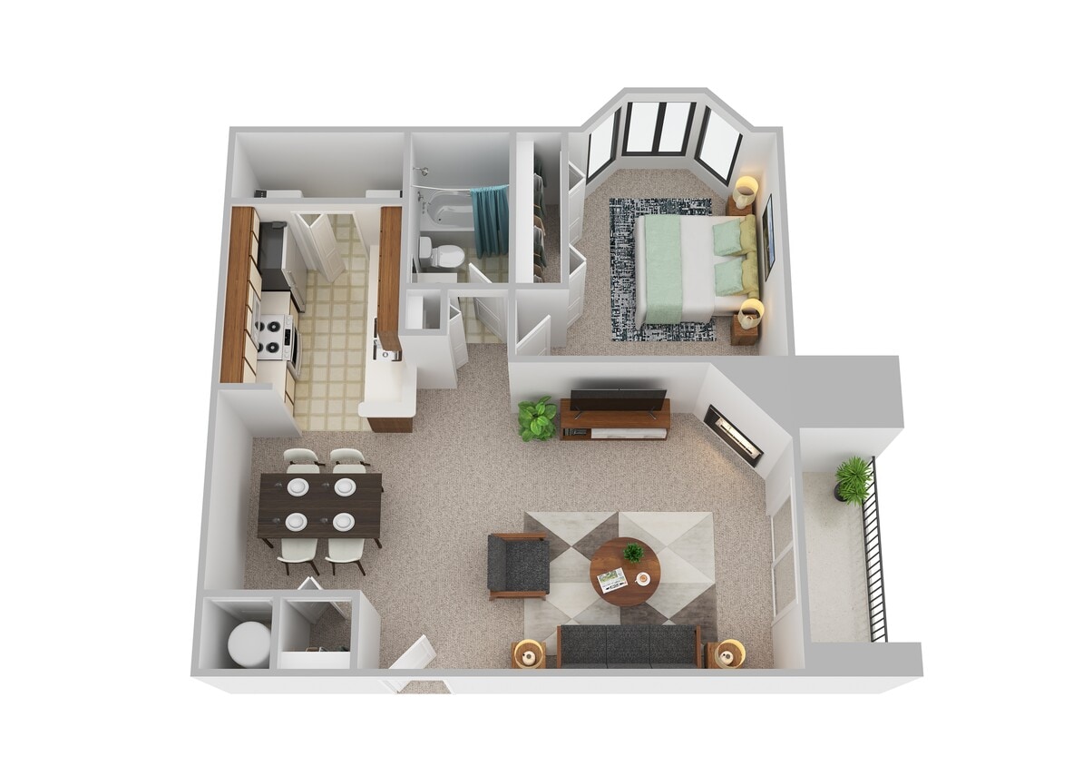Floor Plan - 1 Bedroom 770SqFt