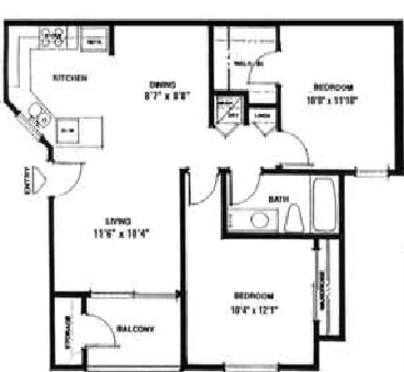 2BR/1BA - 2BR/1BA - Model E