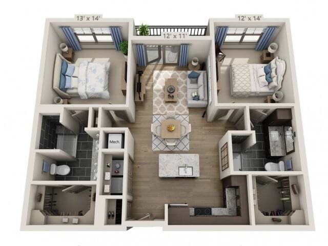 Floor plans are artist’s rendering. All dimensions are approximate. Actual product and specifications may vary in dimension or detail. Not all features are available in every apartment. Prices and availability are subject to change. - Clapton