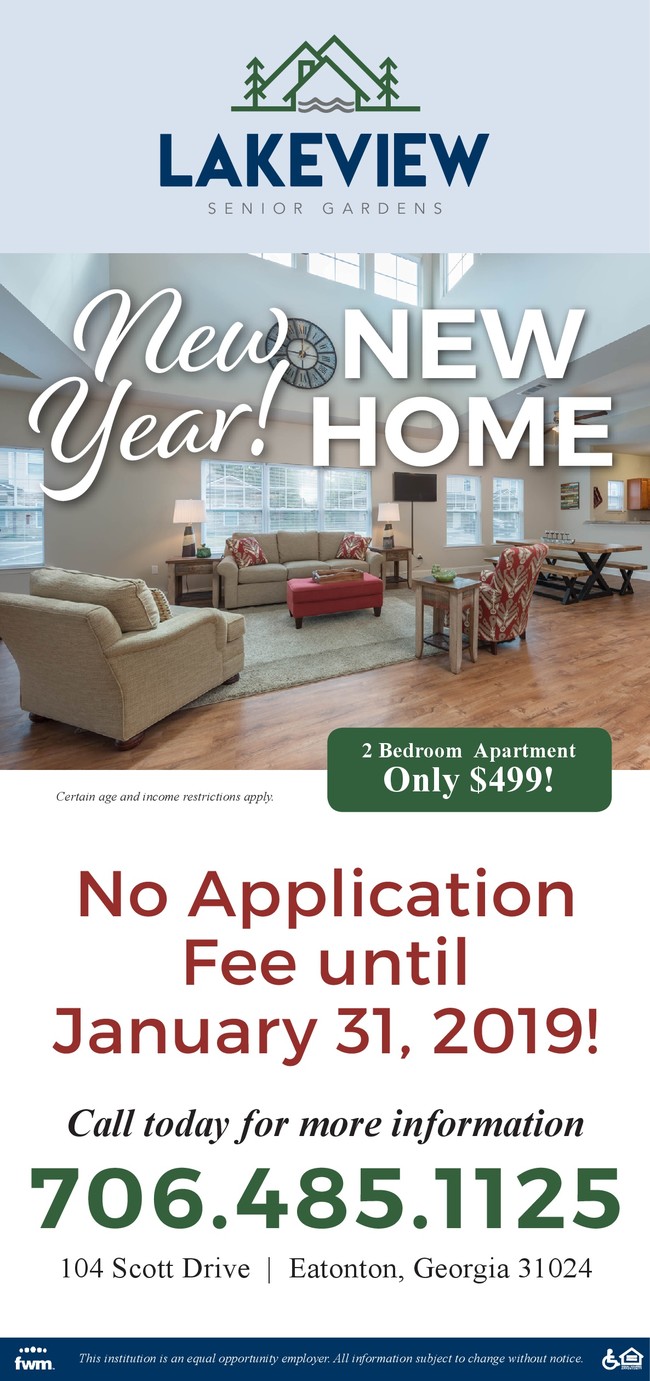 No Application Fee - Lakeview Senior Gardens Apartments