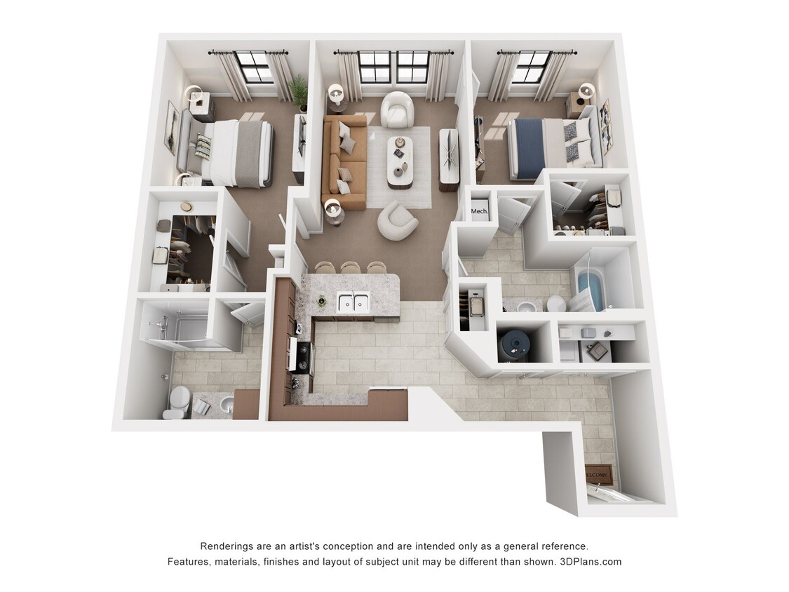 Floor Plan - The Creative (b) - Two Bedroom/Two Bath