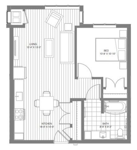 Floor Plan - 1 Bedroom A