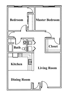 2BR/1BA - 2-Bedroom Suite with Dining Room