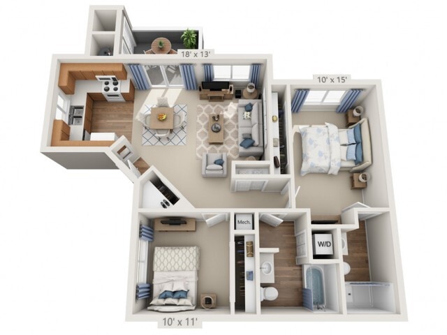 Floor plans are artist’s rendering. All dimensions are approximate. Actual product and specifications may vary in dimension or detail. Not all features are available in every apartment. Prices and availability are subject to change. - Dylan