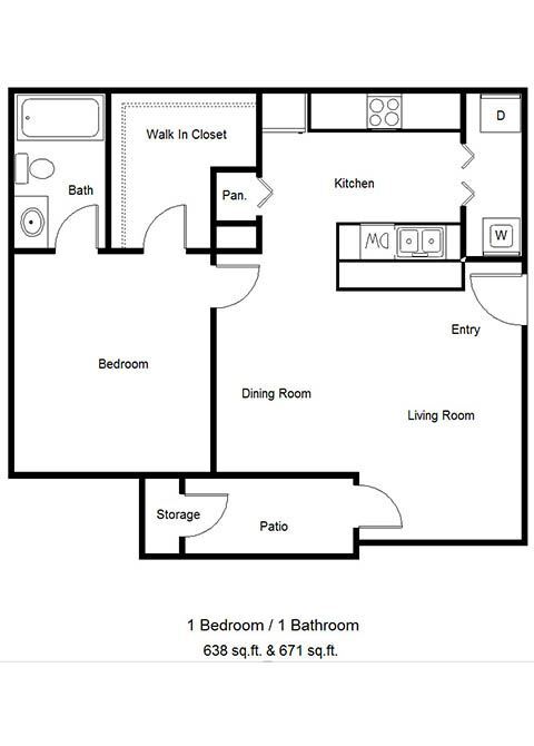 Floor Plan - 1 Bed/1 Bath