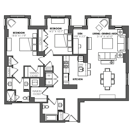Floor Plan - 2 Bed/2 Bath
