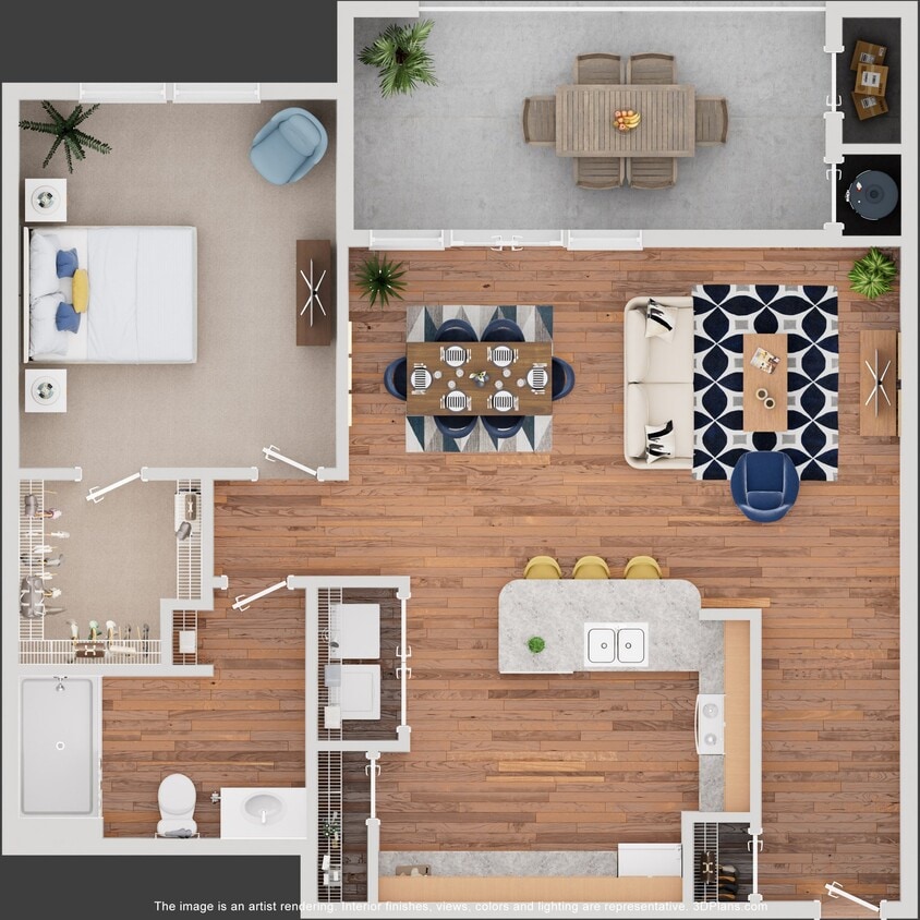 Floor Plan - One Bedroom - Miller