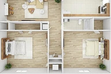 Floor Plan - 2 Bedroom, 1 Bathroom