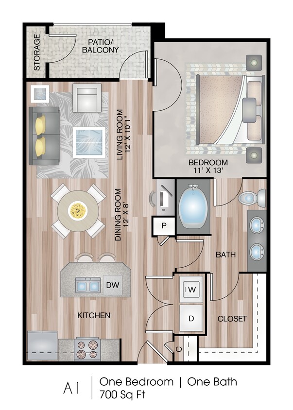 Floor Plan - 1 Bedroom - A1
