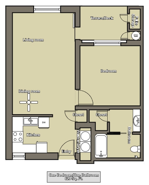 Floor Plan - 1Bed/1Bath