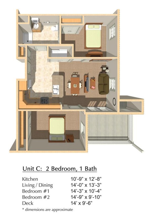 Floor Plan - 2 BR 1.5 BA