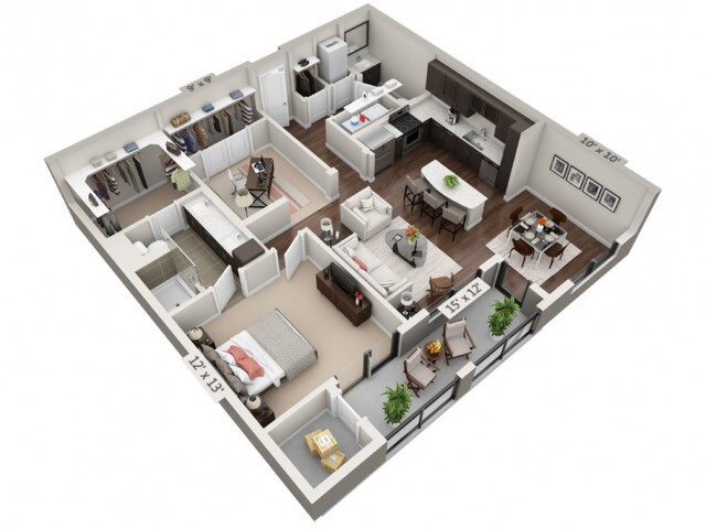 Floor plans are artist’s rendering. All dimensions are approximate. Actual product and specifications may vary in dimension or detail. Not all features are available in every apartment. Prices and availability are subject to change. - University