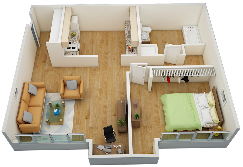 Floor Plan - One Bedroom B