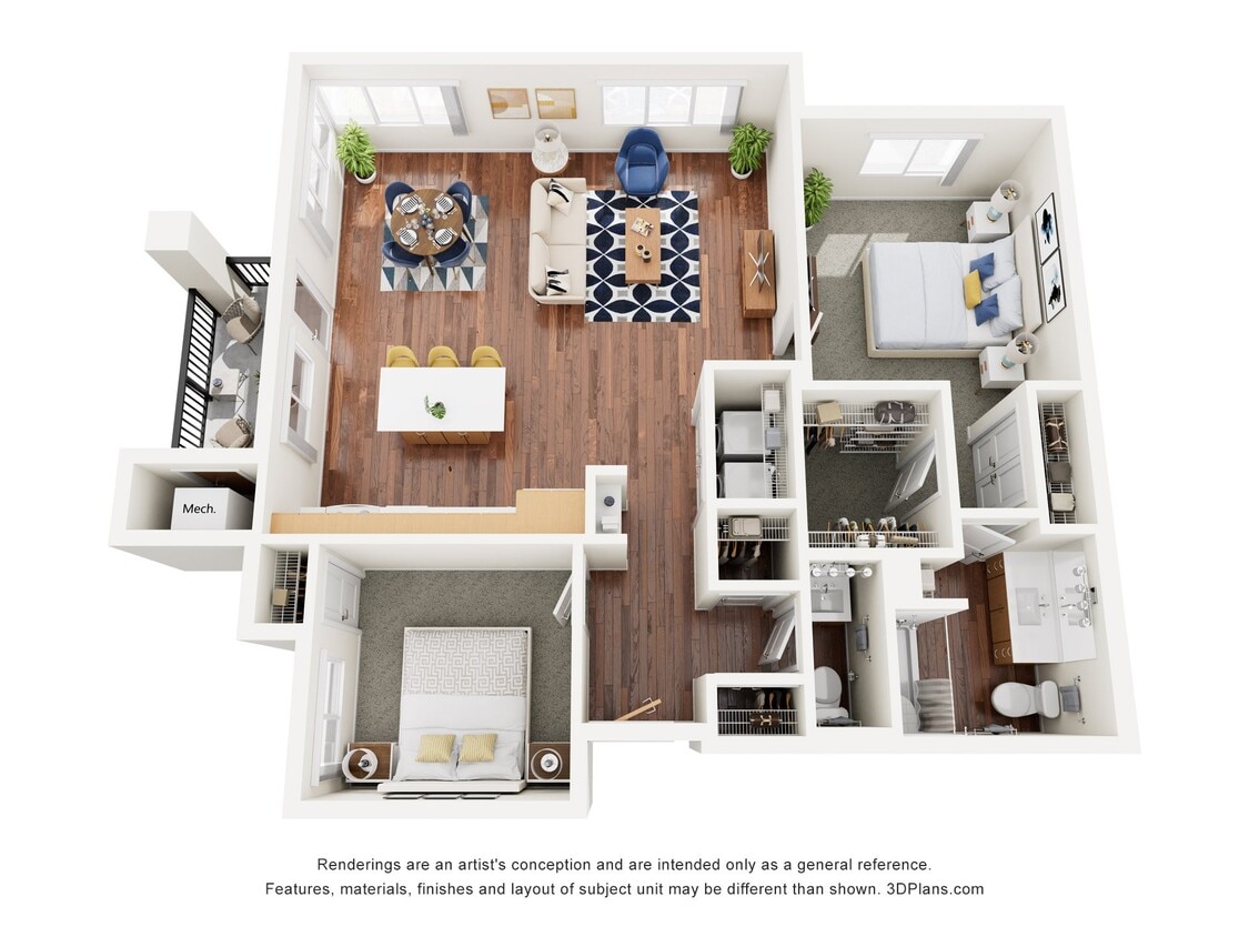 Floor Plan - Two Bedroom 2D - 60%