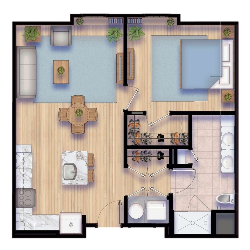 Floor Plan - 1 Bedroom K-2,4,6,8,10