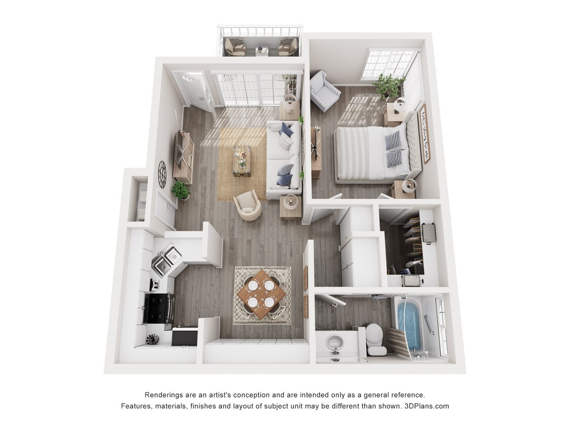 Floor Plan - 1 bed 1 bath