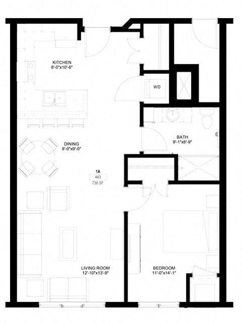 Floor Plan - One Bedroom - A