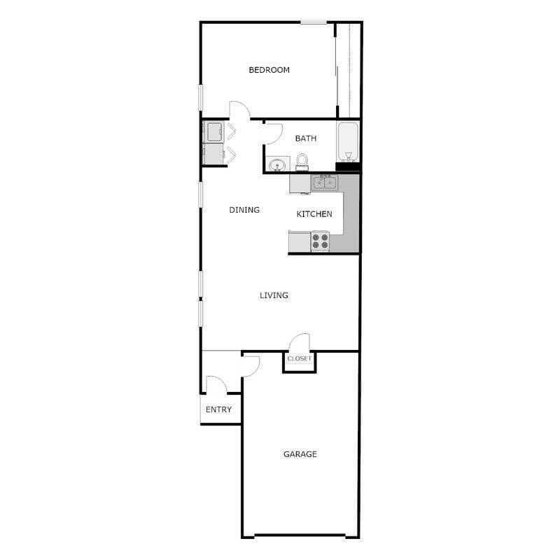 Floor Plan - 1 Bed 1 Bath