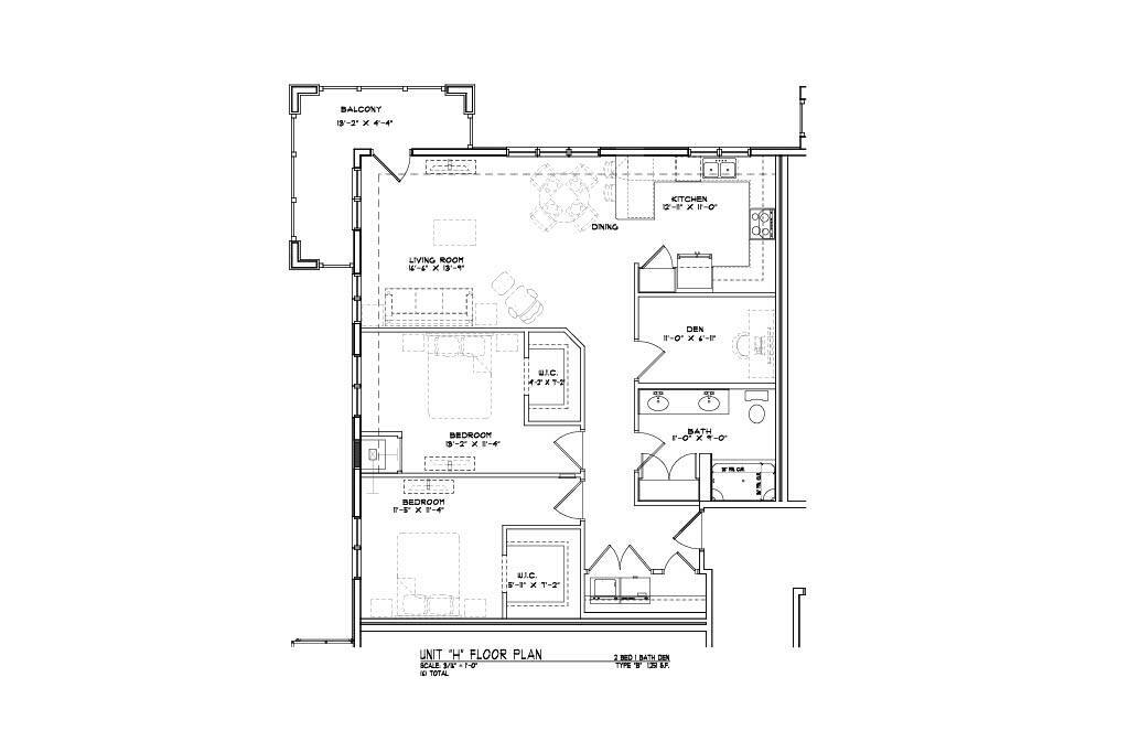 Floor Plan - 2 bedroom 1 bathroom plus den