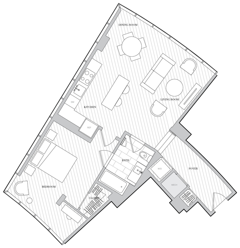 Floor Plan - 1 Bed 1 Bath B1V