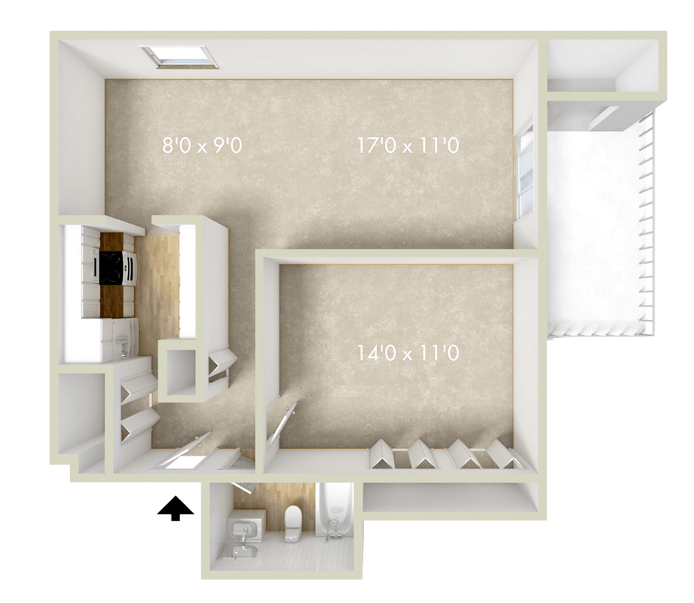 Floor Plan - 1BR 1BA 759SQFT 60%