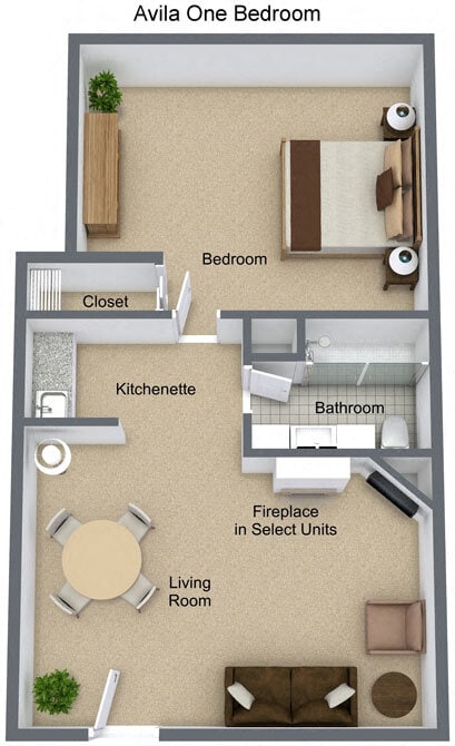 Floor Plan - Avila One Bedroom