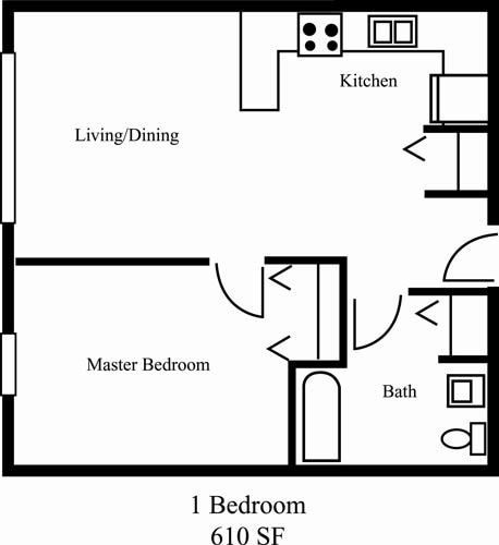 1BR/1BA - 1 Bed