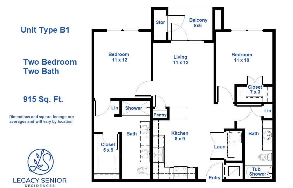 Floor Plan - 2x2 B1-S 60%