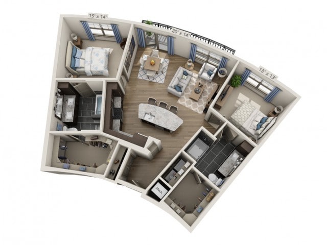 Floor plans are artist’s rendering. All dimensions are approximate. Actual product and specifications may vary in dimension or detail. Not all features are available in every apartment. Prices and availability are subject to change. - Nelson A