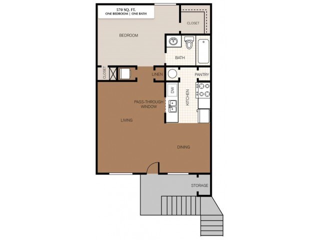 Floor Plan - 1BD/1BA