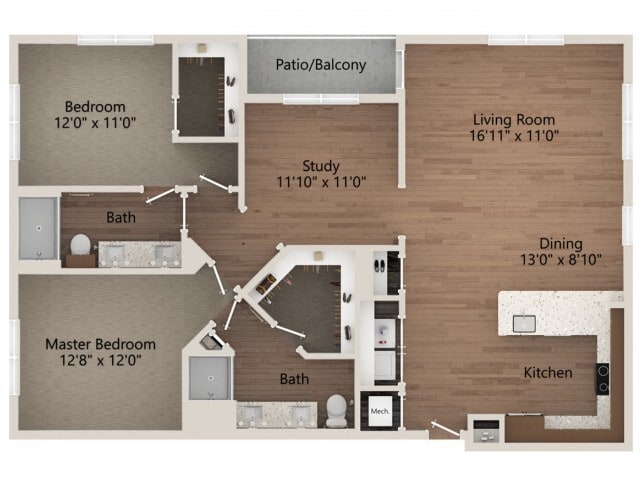 Floor plans are artist’s rendering. All dimensions are approximate. Actual product and specifications may vary in dimension or detail. Not all features are available in every apartment. Prices and availability are subject to change. - B5