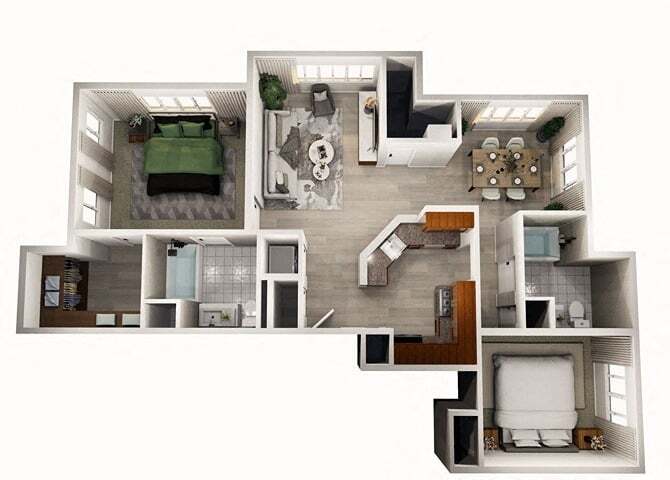 Floor Plan - 2 Bedroom 2 Bath