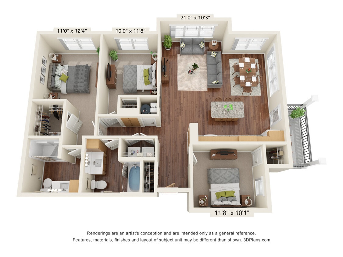 Floor Plan - Three Bedrooms - C1
