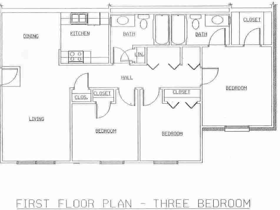 Floor Plan - 3 Bedroom 2 Bathroom